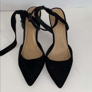 Black Faux suede kitten heels
